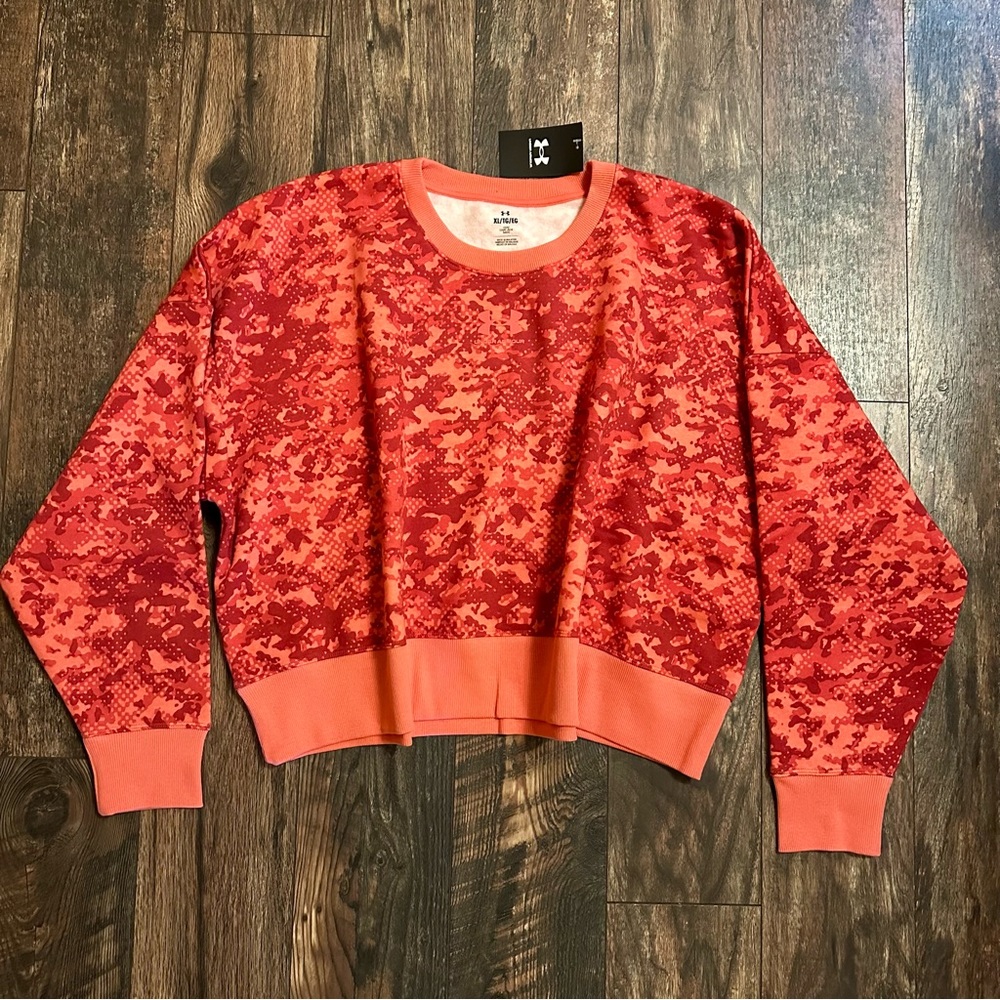Under Armour BNWT loose fit rival fleece camo crew neck sweatshirt size XL